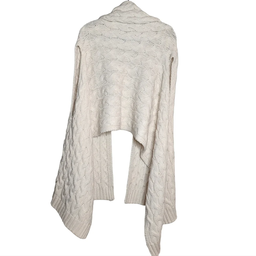 Kate Spade O/S Wool Alpaca Blend Cable Knit Ivory‎ Sleeveless Cardigan Vest